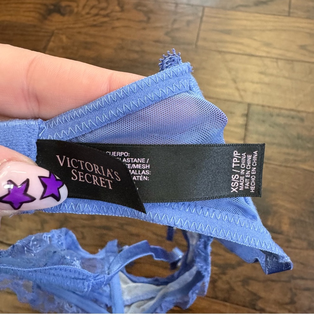 Victoria’s Secret sexy periwinkle lace garter belt lingerie 💜 - Picture 2 of 2